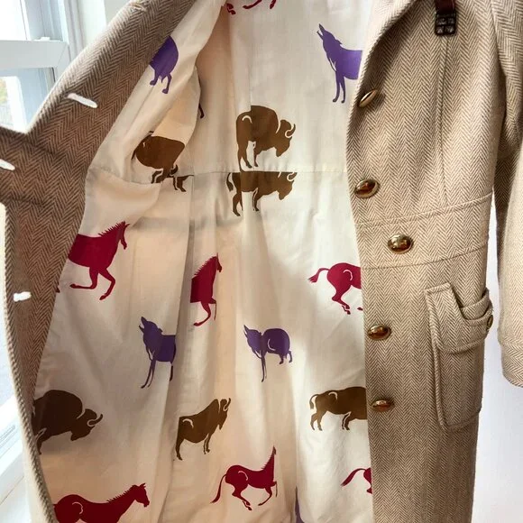 Vintage tan herringbone wool coat size xs - Picture 11 of 12